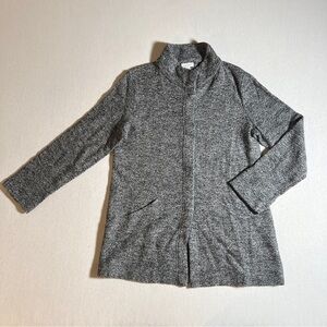 Pure Jill Wool Blend Snap Button Front Smoky Grey Sweater Jacketet, Small